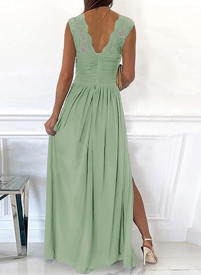 Dokotoo Formal Maxi Dress Women’s 2025 V-Neck Ruched Bridesmaid Gown
