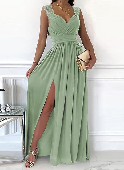 Dokotoo Formal Maxi Dress Women’s 2025 V-Neck Ruched Bridesmaid Gown